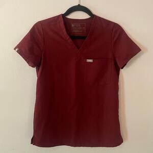 FIGS Burgundy Red Catarina Scrub Top Uniform Nurse Doctor Women's size XXS